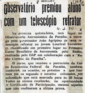 Recorte do jornal "A União" de 04/02/1970.