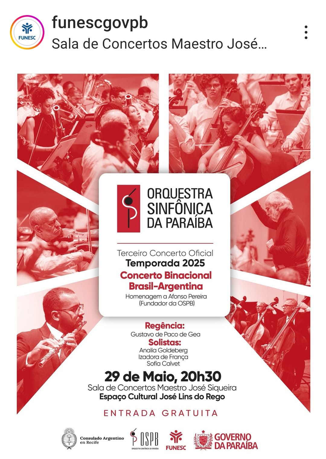 Orquestra Sinfônica da Paraíba homenageia Afonso Pereira.